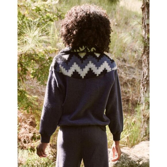 💕THE GREAT💕 The Fleece Half Zip Pullover ~ Navy Canyon Geo 1 NWT - Picture 3 of 16